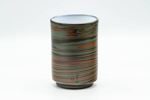 Japanese Teacup - 雲仙窯 Unzen Kiln Nerikomi Tokoname-yaki Yunomi - 160ml - front view of the marbled nerikomi teacup
