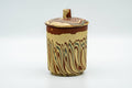 Tezumi — Japanese Teacup - Red Yellow Marbled Nerikomi Tokoname-yaki Lidded Yunomi - 150ml — three-quarter view
