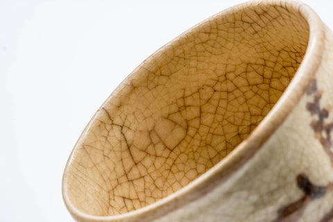 Japanese Matcha Bowl - Floral Cream Shino Glazed Chawan - 300ml