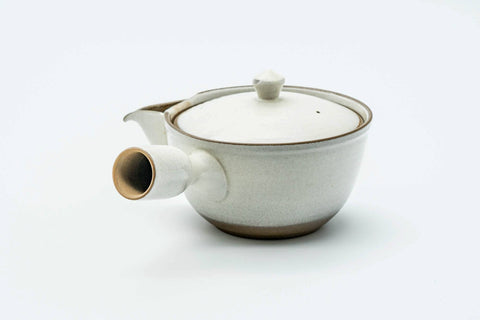 Japanese Kyusu - White Glazed Ceramic Filter Teapot - 340ml