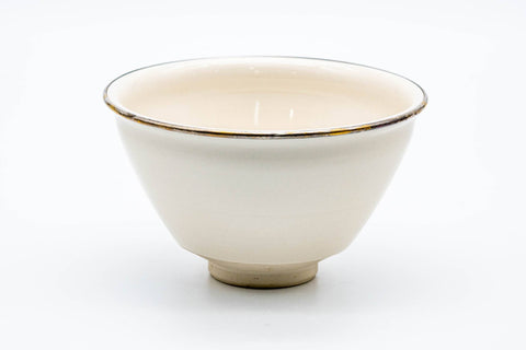 Japanese Matcha Bowl - Gold Rimmed White Shiro Tenmoku Kyo-yaki Chawan Kusayama 草山 - 300ml