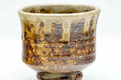 Japanese Teacup - Earthy Brown and Green Drip-Glazed Yunomi - 90ml