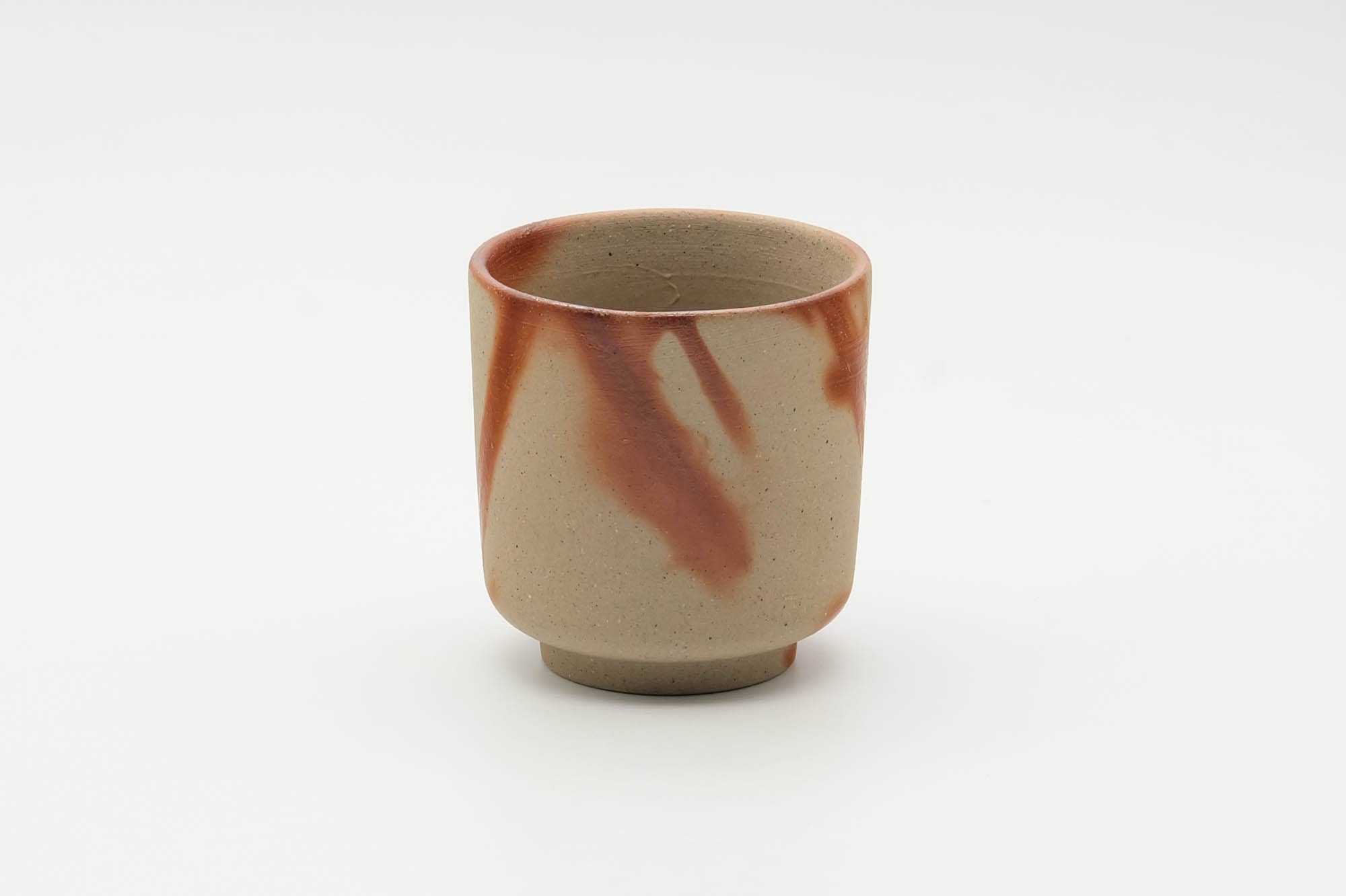Japanese Teacup - Beige Orange Hidasuki Rice Straw Bizen-yaki Yunomi - 90ml