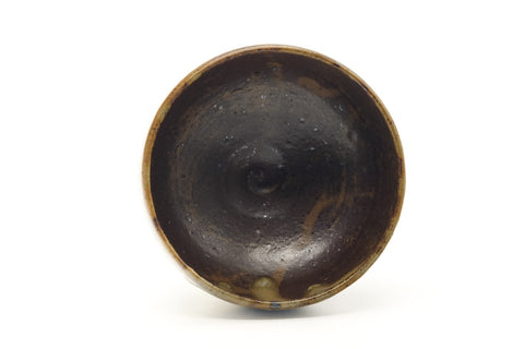 Japanese Matcha Bowl - Brown Yellow Drip-Glazed Chawan - 380ml
