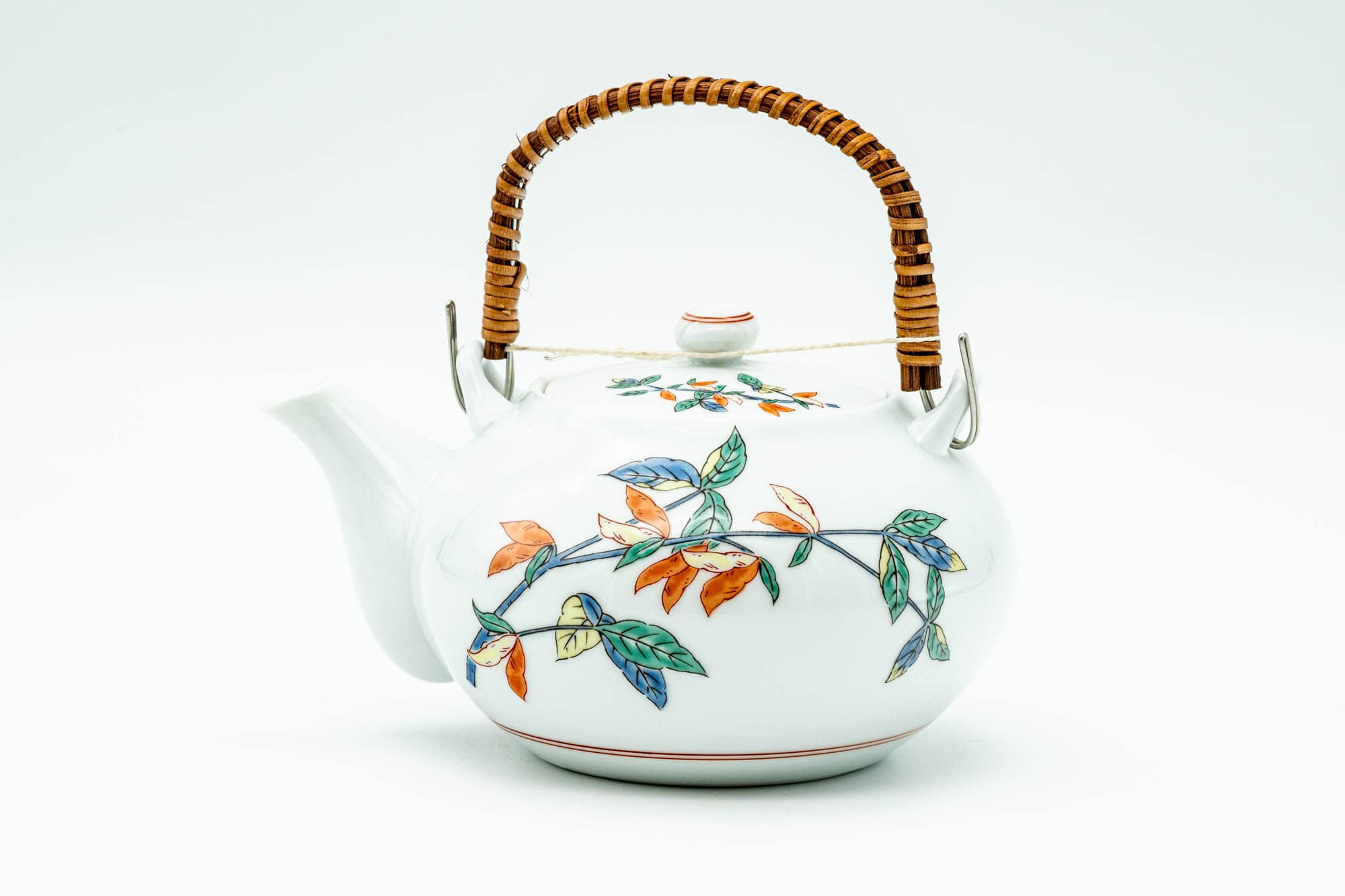 Japanese Tea Set - Floral Arita-yaki Dobin Teapot with 3 Lidded Yunomi Teacups