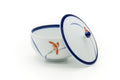 Tezumi — Japanese Teacup - Blue Trim Floral Arita Lidded Yunomi - 170ml — front view from another angle