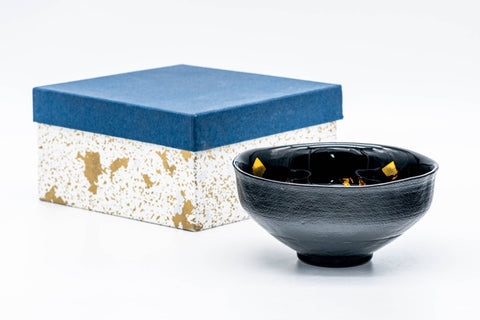 Gold Spotted Black Glass Chawan