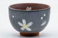 Tezumi — Japanese Teacup - Floral Grey Celadon Snowflake Glazed Yunomi - 150ml — inverted showing the foot ring