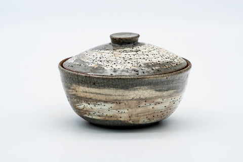 Tezumi — Japanese Houhin - Weathered Grey Hakeme Glazed Handleless Teapot - 140ml — side view showing the spout