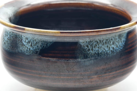 Tezumi — Japanese Kensui - Black Brown Hare's Fur Glazed Water Bowl - 450ml — tipped to show the interior