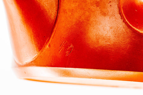 Japanese Kyusu - Calligraphy Engraved Red Shudei Tokoname-yaki Mesh Teapot - 400ml