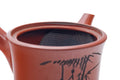 Tezumi — Japanese Kyusu - Bamboo Engraved Tokoname Mesh Teapot - 260ml — closeup of the decoration