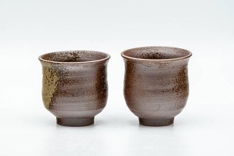 Tezumi — Japanese Teacups - Pair of Ash Green Glazed Guinomi - 55ml — front view from another angle