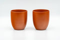 Tezumi — Japanese Teacups - Pair of Calligraphy Engraved Tokoname-yaki Yunomi - 120ml — front view from another angle