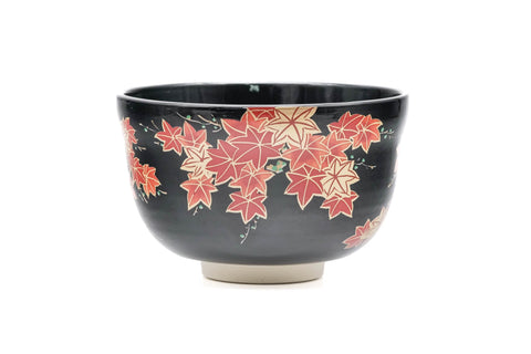 Maple Leaves Black Momiji Kyo-yaki Chawan