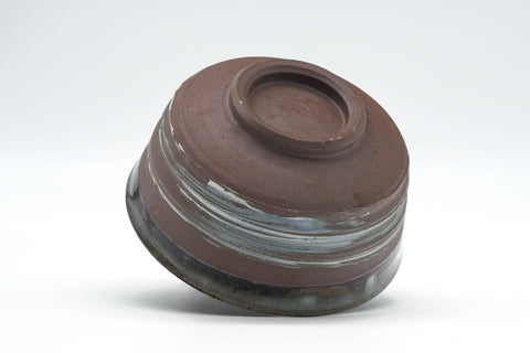 Tezumi — Japanese Matcha Bowl - Brown Green Hakeme White Glazed Chawan - 300ml — top-down view of the interior