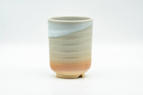 Japanese Teacup - Beige White Glazed Ribbed Hagi-yaki Yunomi - 150ml
