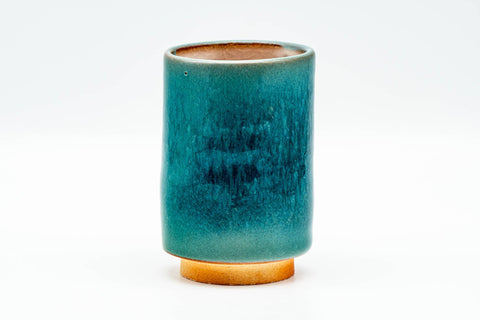 Japanese Teacup - Deep Sea Green Tsutsu-gata Yunomi - 95ml - side view
