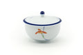 Tezumi — Japanese Teacup - Blue Trim Floral Arita Lidded Yunomi - 170ml — three-quarter view