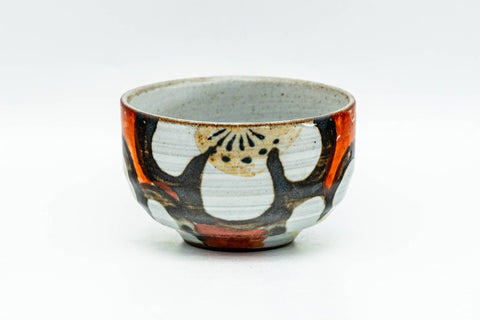 Japanese Teacup - Floral White Red Glazed Guinomi - 55ml