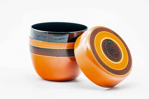 Japanese Natsume - Gold Striped Red Lacquer Matcha Tea Caddy - 110ml