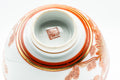 Japanese Teacups - Pair of Red Floral Kutani-yaki Yunomi - 70ml - bottom view showing the footrings and red maker's mark