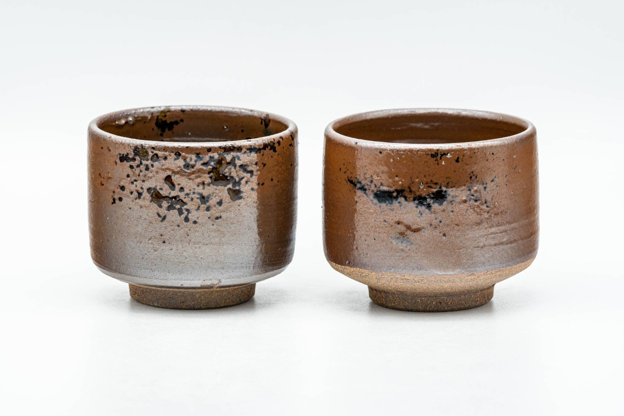 Japanese Teacups - Pair of Ash Brown Glazed Yunomi - 90ml - Tezumi