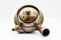 Overhead view into the open teapot with the lid removed, showing the interior.