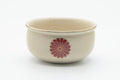 Tezumi — Japanese Kensui - Floral Beige White Glazed Kyo-yaki Water Bowl - 400ml — front view from another angle