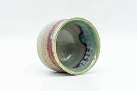 Japanese Teacup - Green Purple Drip-Glazed Guinomi - 35ml