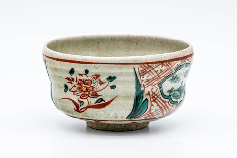 Japanese Matcha Bowl - 渋草柳三 Ryuzou Shibukusa - Floral Temple Shibukusa-yaki Chawan - 375ml
