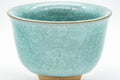 Japanese Teacup - Teal Snowflake Celadon Glazed Yunomi - 150ml - closeup of the teal snowflake celadon glaze
