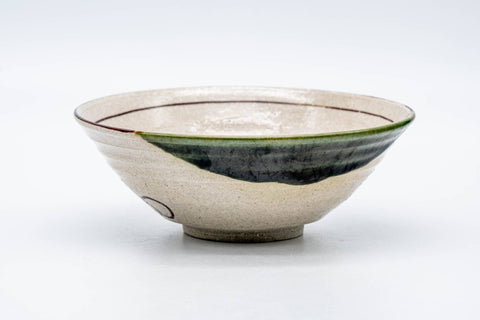 Japanese Matcha Bowl - 白泉 Shiroizumi - Hira-gata Ao-oribe Chawan - 400ml