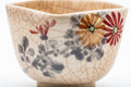 Tezumi — Japanese Matcha Bowl - Pink Floral Square-shaped Chawan - 200ml — tipped to show the interior