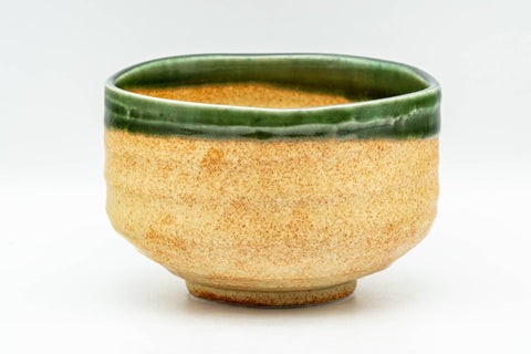 Japanese Matcha Bowl - Beige Green Hantsutsu-gata Chawan - 450ml - Tezumi