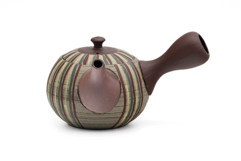 Brown Striped Tokoname Mesh Filter Teapot - 180ml
