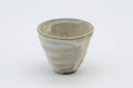 Gohonte Rokurome Mino-yaki yunomi teacup, speckled beige glaze with throwing rings - front view