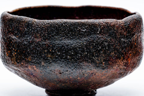 Japanese Matcha Bowl - 加藤石春 Katou Sekishun - Iridescent Glazed Undulating Raku-yaki Chawan - 250ml