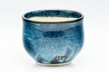Japanese Teacups - Set of 5 Blue Hare's Fur Glazed Yunomi - 120ml - closeup of the deep blue hare's fur glaze