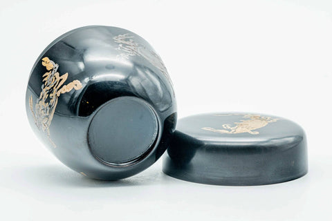 Japanese Natsume - Golden Crab Black Urushi Lacquered Matcha Tea Caddy - 100ml