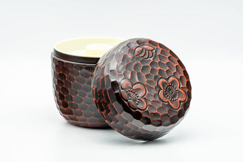 Japanese Chazutsu - Burgundy Plum Blossoms Plastic Tea Canister - 200ml - Tezumi