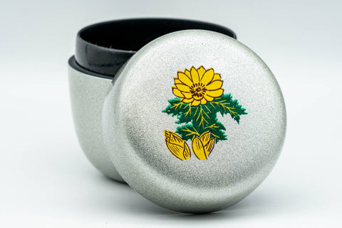 Japanese Natsume - Silver Floral Lacquered Matcha Tea Caddy - 100ml