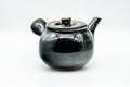 Tezumi — Japanese Kyusu - Jet Black Hare's Fur Drip-Glazed Do-ake Ceramic Filter Teapot - 340ml — three-quarter view from the opposite side