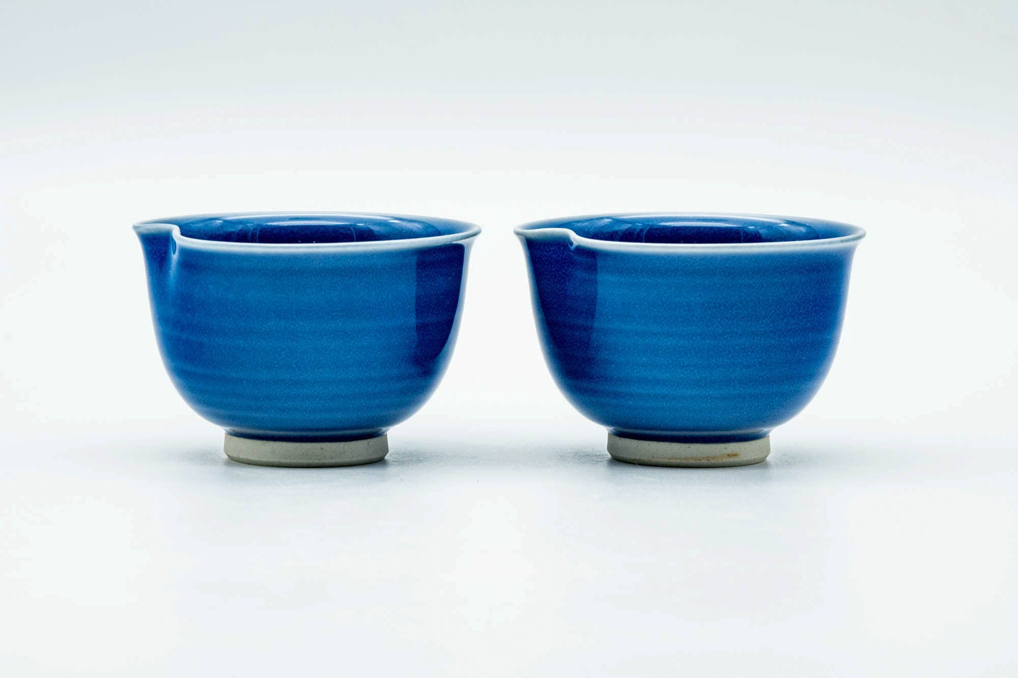 Japanese Teacups - Pair of Sapphire Blue Glazed Yunomi - 80ml