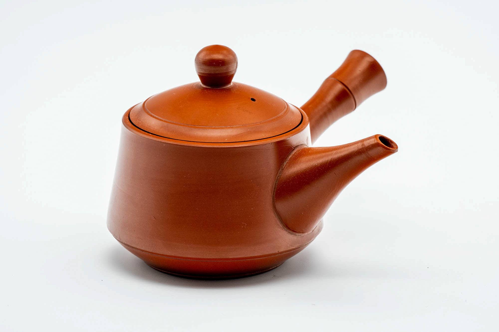 Japanese Kyusu - Bamboo-shaped Handle Red Shudei Tokoname-yaki Mesh Basket Teapot - 200ml