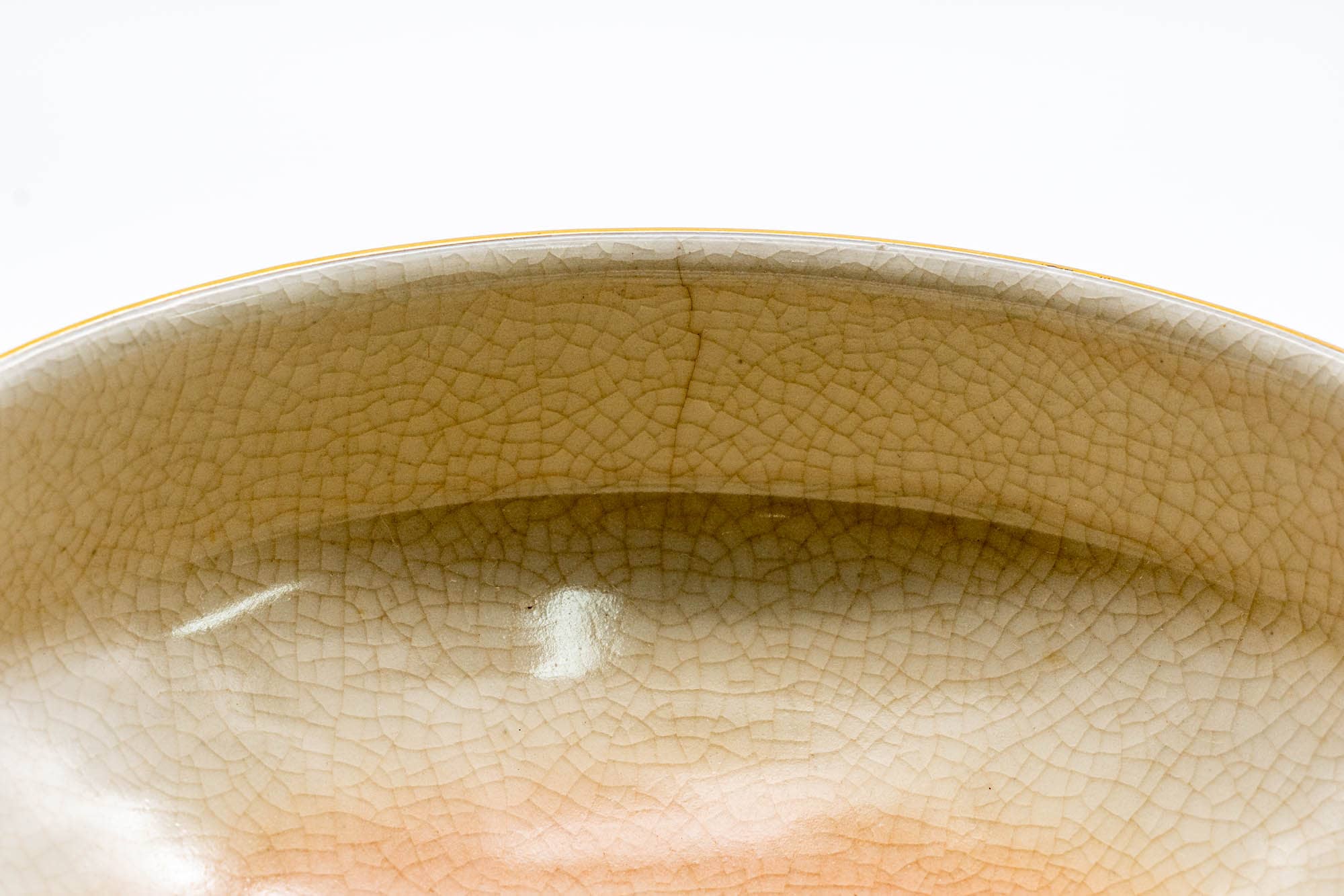 Japanese Matcha Bowl - Beige Gold Floral Kyo-yaki Hira-gata Chawan - 200ml