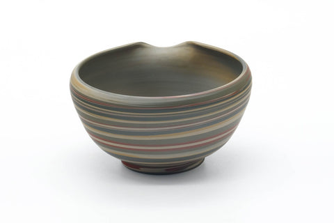 Tezumi — Japanese Katakuchi - Green Nerikomi Handleless Yuzamashi - 245ml — top-down view of the interior