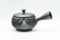 Japanese Kyusu - Black Kurodei Tokoname-yaki Ginkgo Leaf Teapot - 250ml - Tezumi