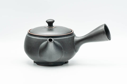 Japanese Kyusu - Black Kurodei Tokoname-yaki Ginkgo Leaf Teapot - 250ml - Tezumi