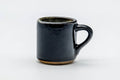 Tezumi — Japanese Teacup - Black Beige Drip-Glazed Ushirode Yunomi - 100ml — front view from another angle